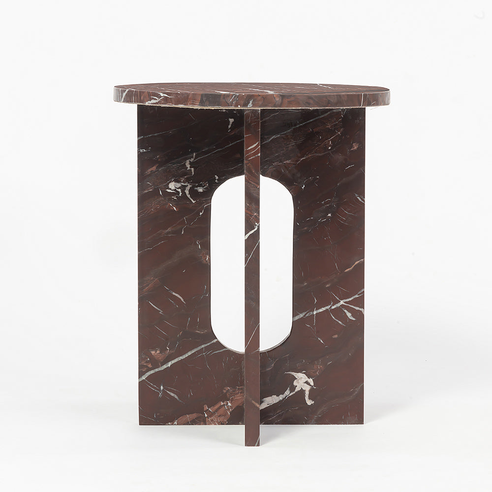 Red Marble Disclo Accent Table