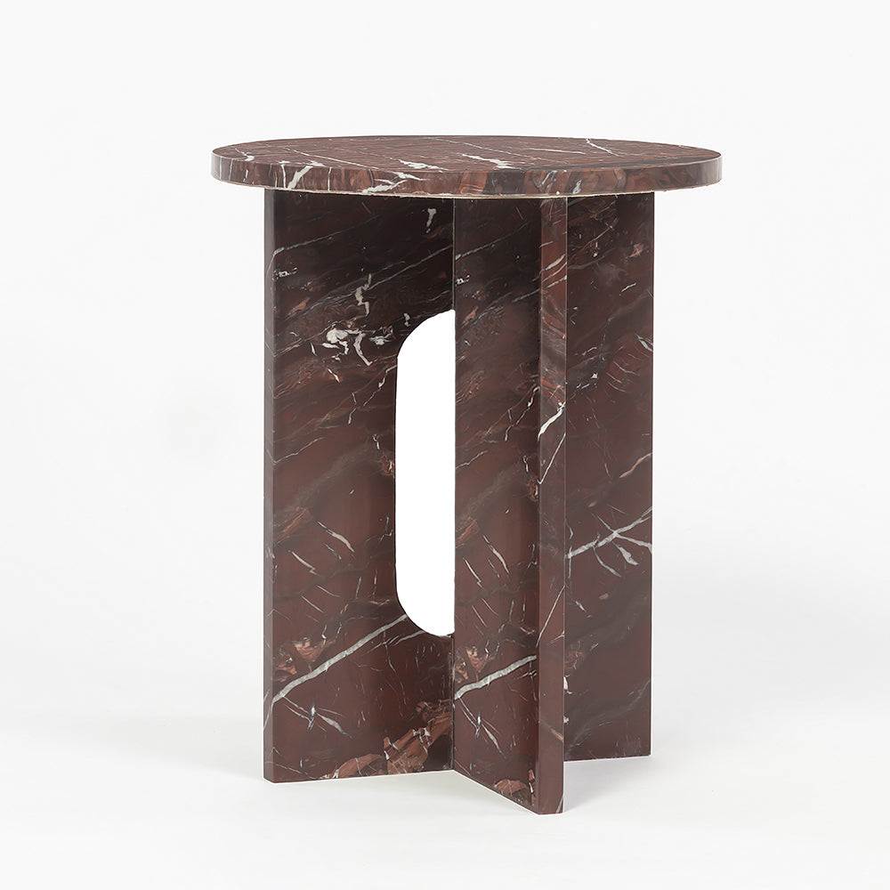 Red Marble Disclo Accent Table