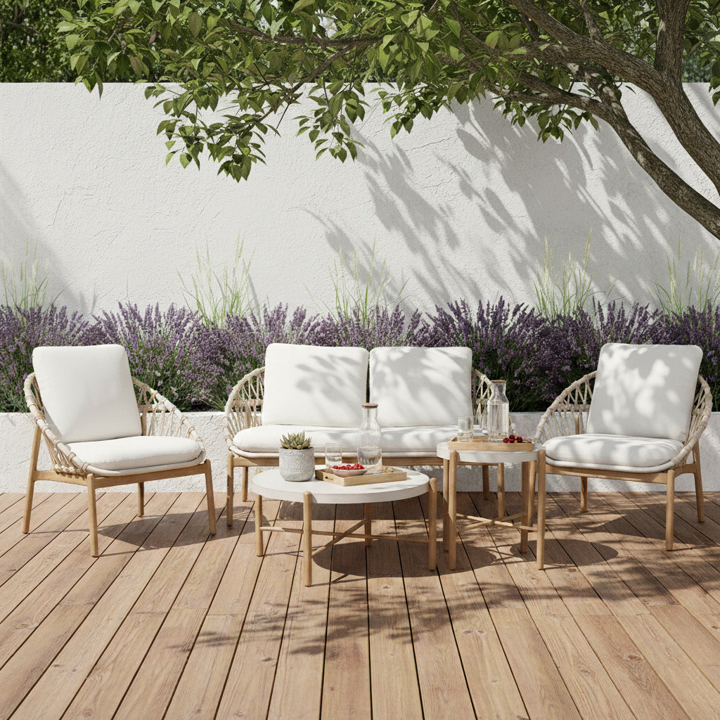 BreezeLine Outdoor 4 Seater Sofa Set - All Sofa Chair Table Big Table Small