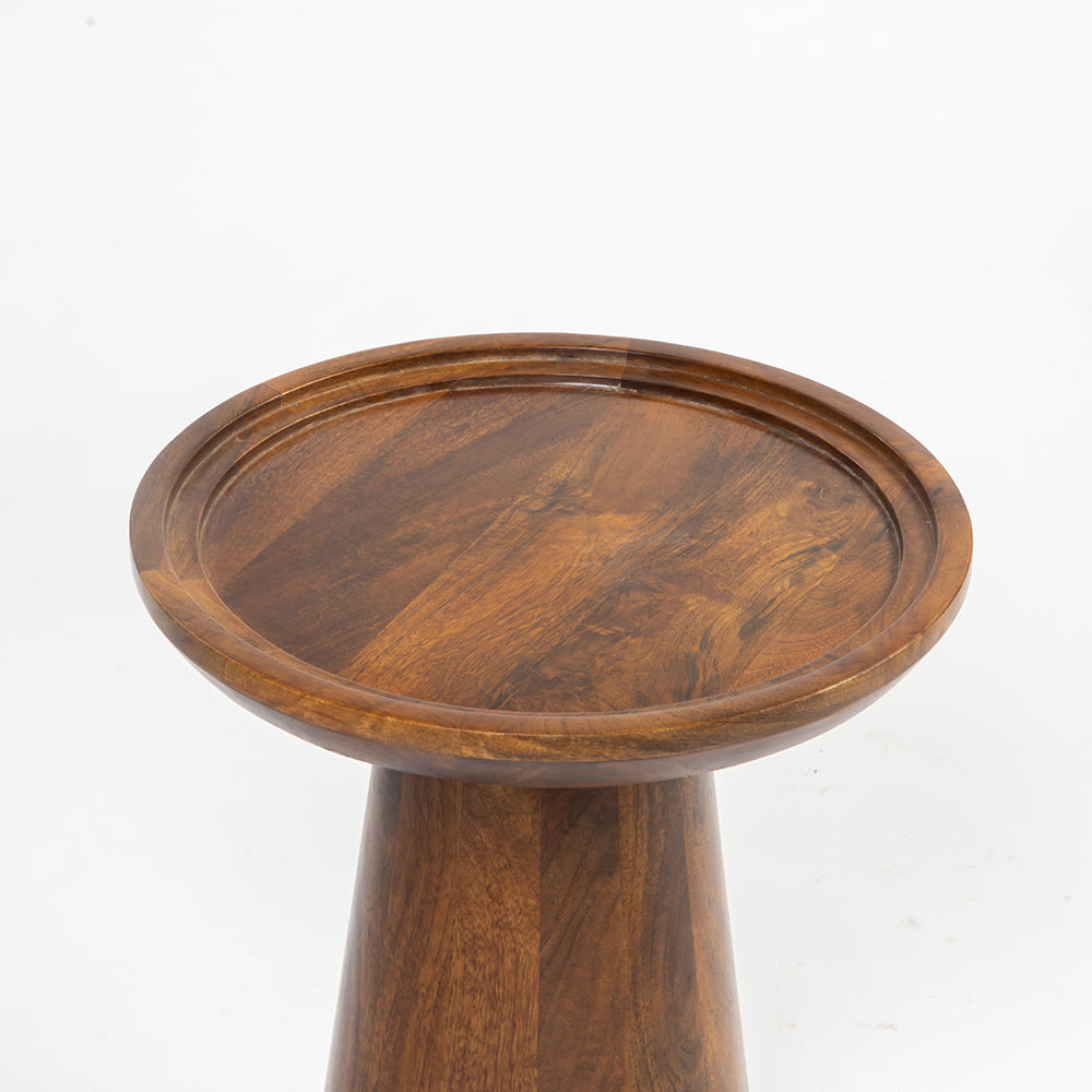 Brown Mango Wood Round Coffee Table - Medium