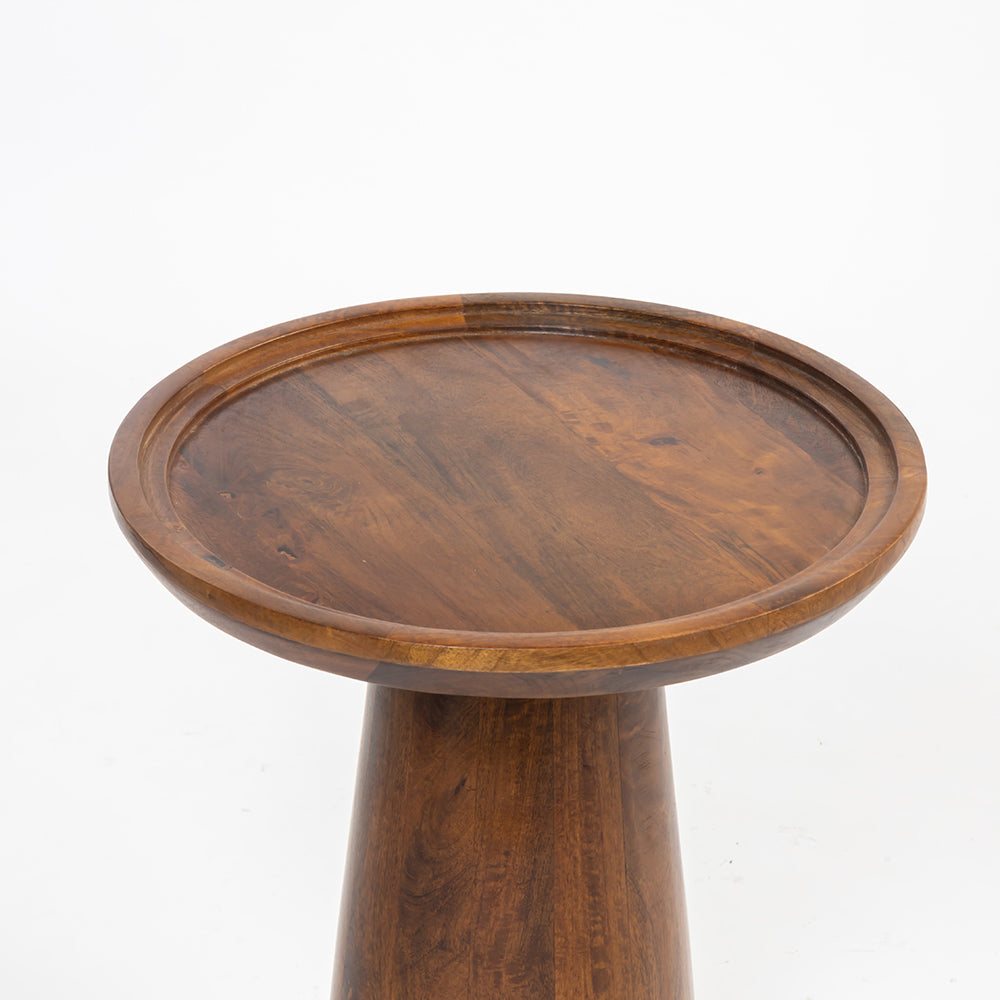 Brown Mango Wood Round Coffee Table - Small