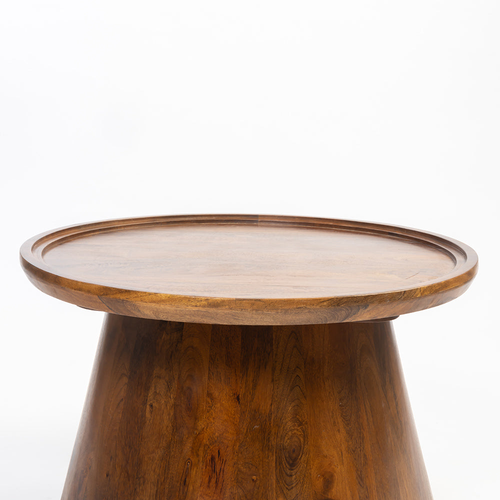 Brown Mango Wood Round Coffee Table - Large