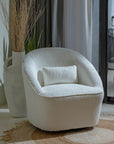 Emerald Boucle Swivel Chair - White