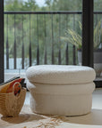 Mist Boucle Plywood Pouf - White