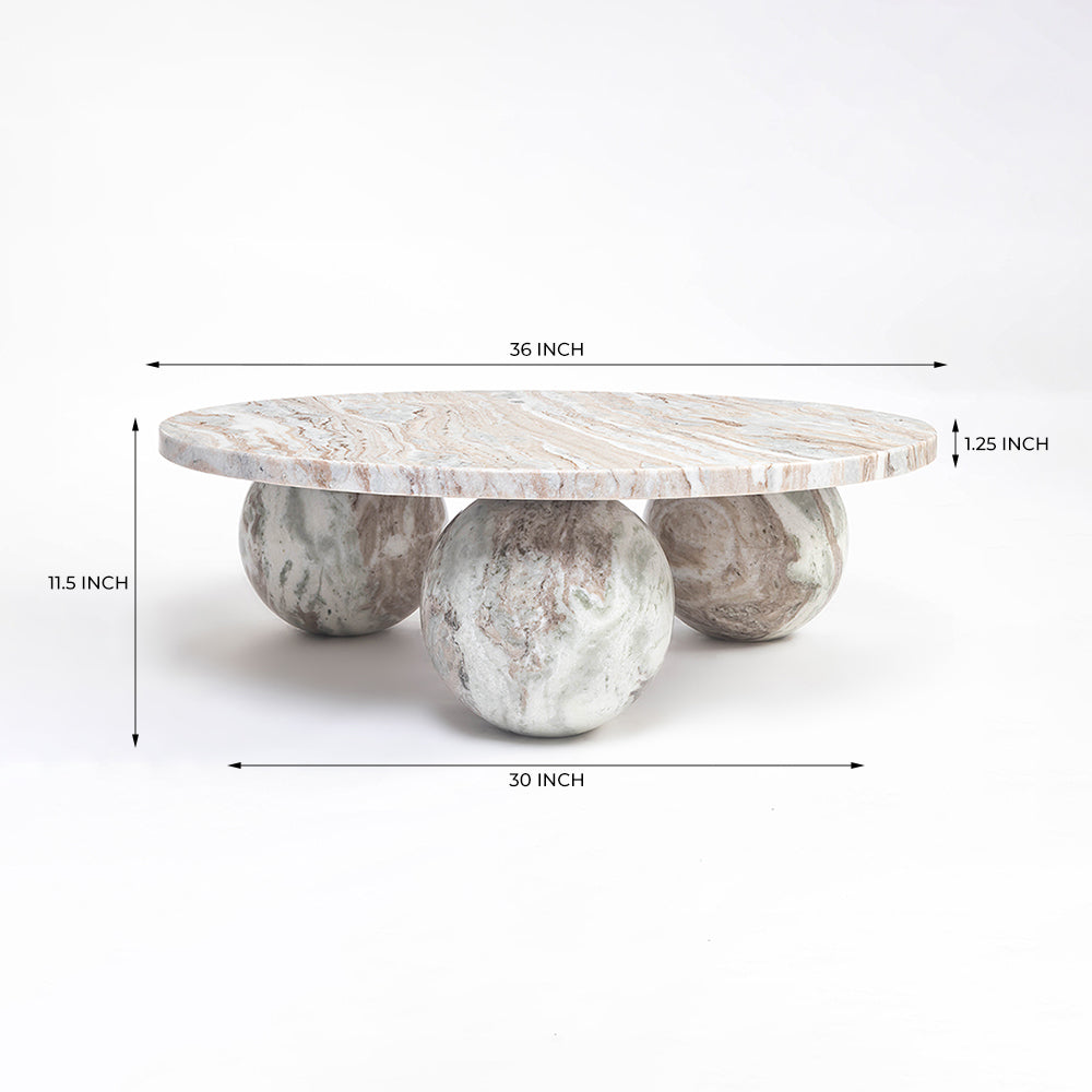 Bejoy Butterscotch Marble Round Coffee Table
