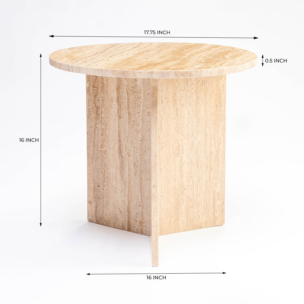 Lumi Travertine Marble Accent Table