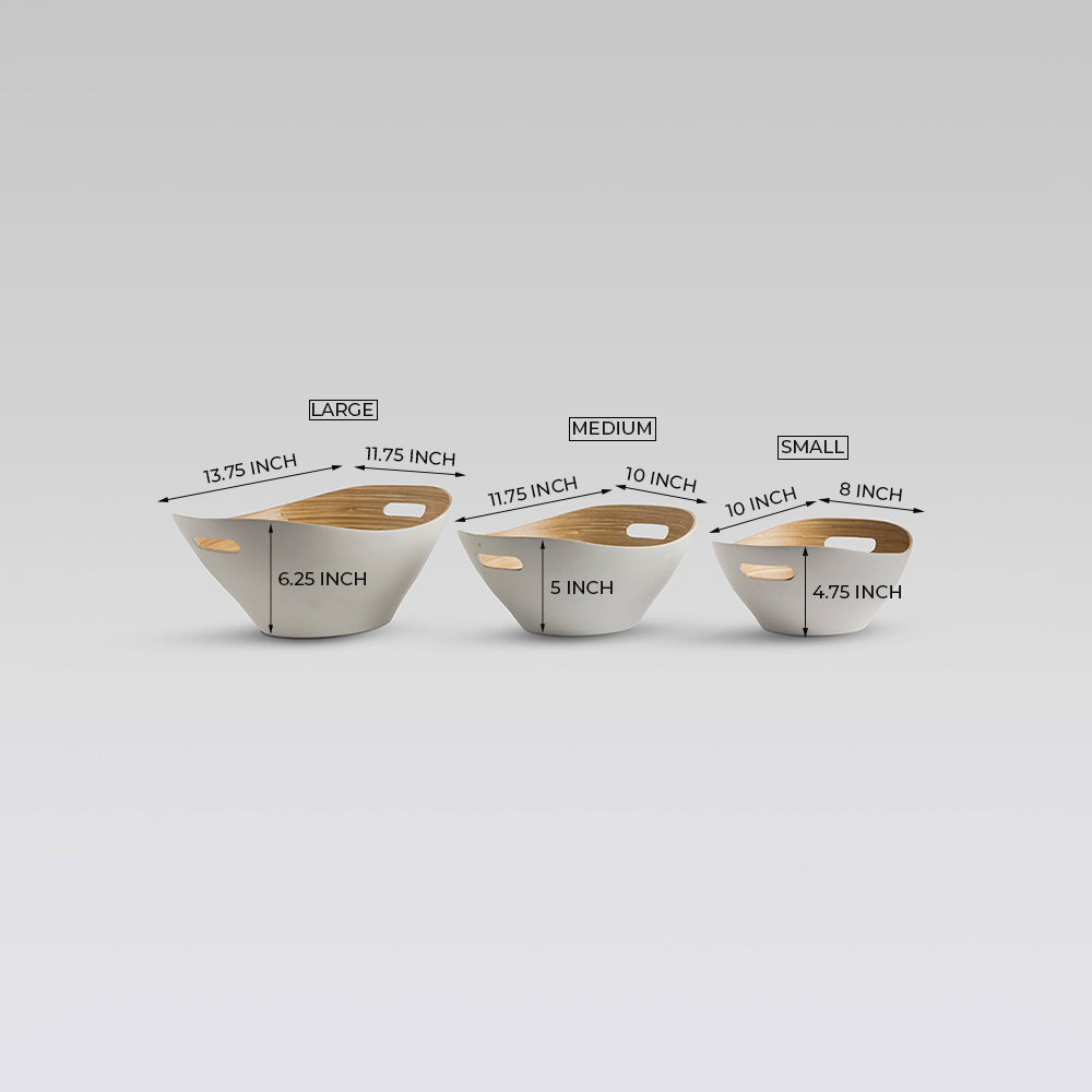 Mahara Bamboo Bowls White set of 3 - set of 3
