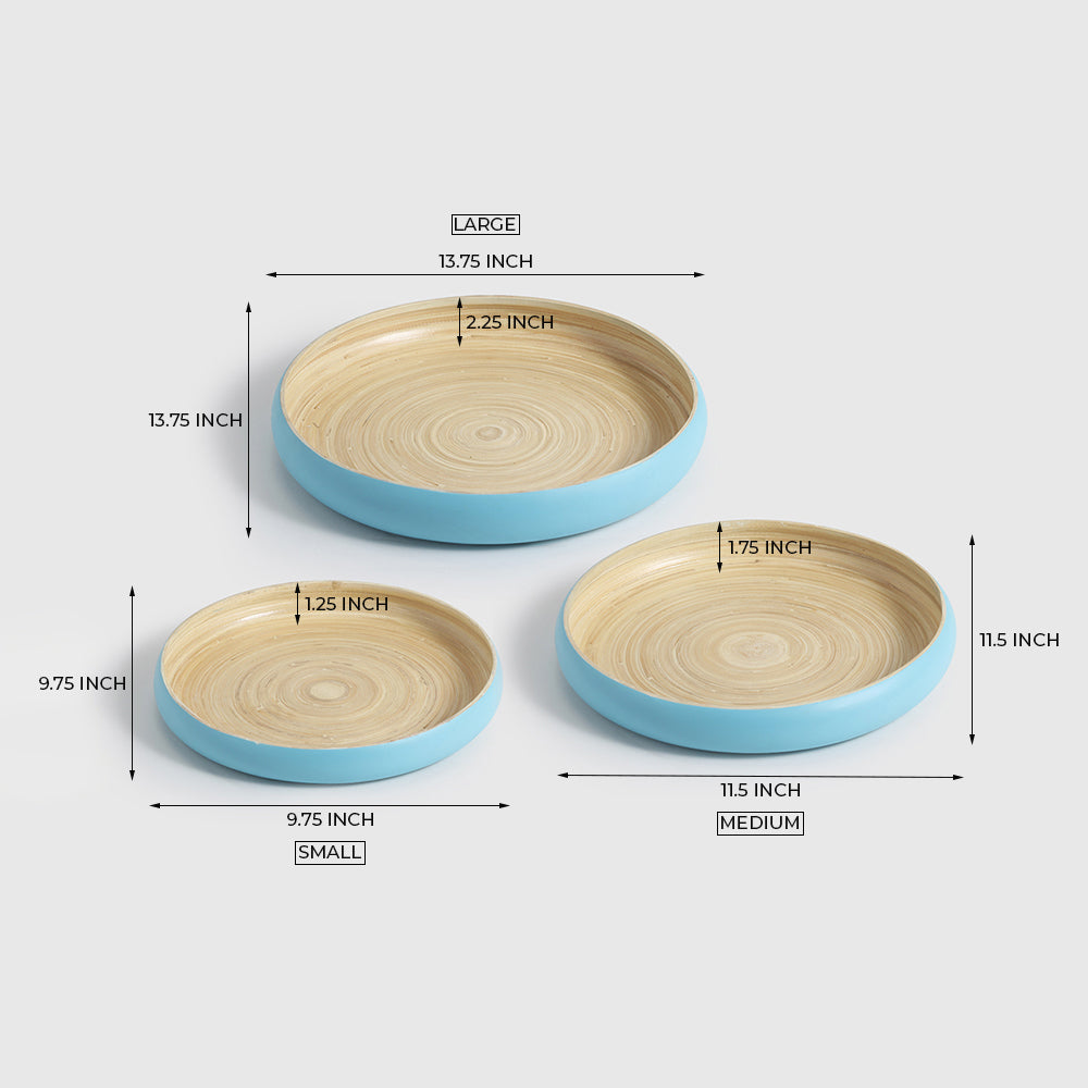 Maliya Bamboo Bowls Blue set of 3 - set of 3