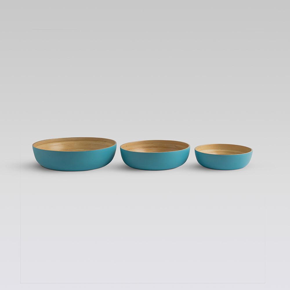 Sahaya Bamboo Bowls Blue set of 3 - set of 3