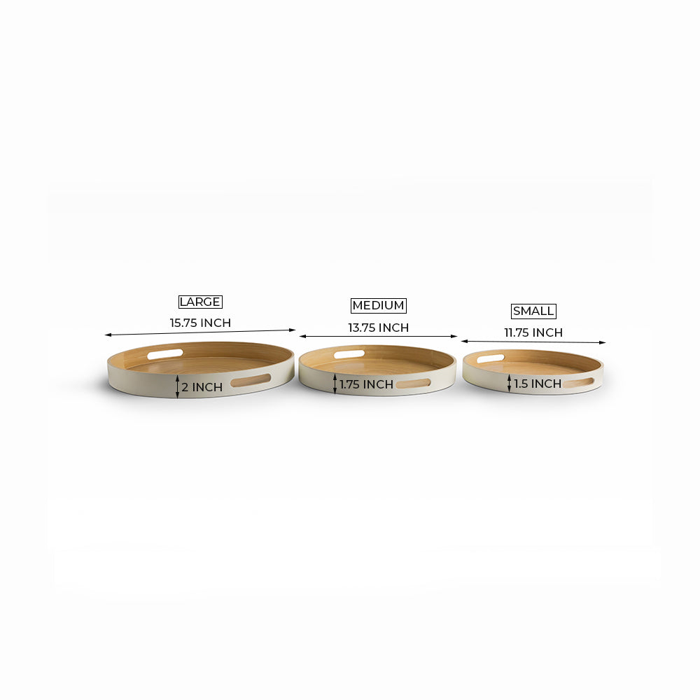 Flo Bamboo Trays Set of 3 White - Set of 3 White