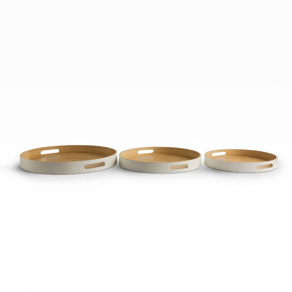 Flo Bamboo Trays Set of 3 White - Set of 3 White