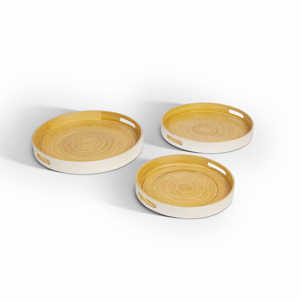 Flo Bamboo Trays Set of 3 White - Set of 3 White