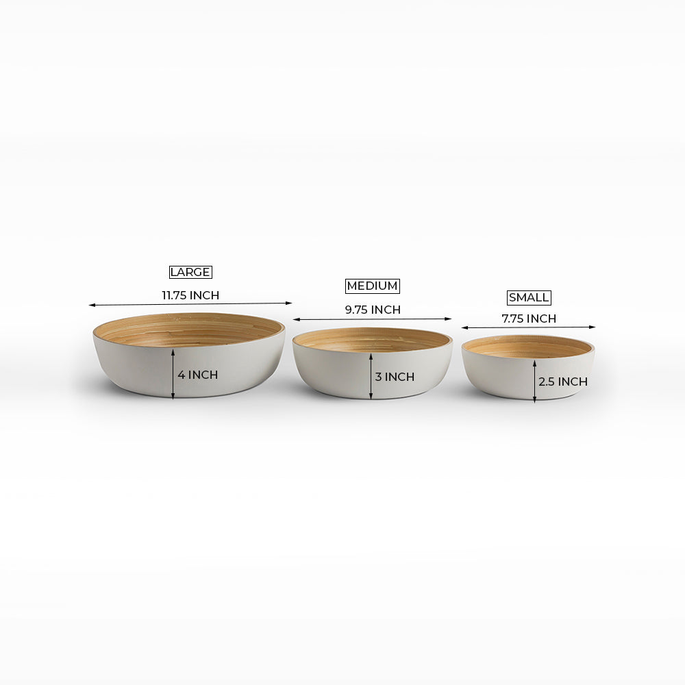 Shekaina Bamboo Bowls White set of 3 - set of 3