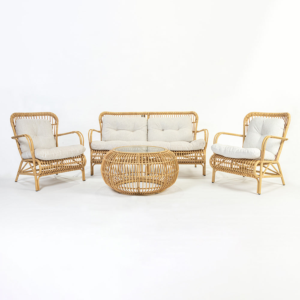 Alu Rattan Wizards Choice 5 Seater Outdoor Sofa Set with Synthetic Wicker - All Sofa Chair Coffee Table