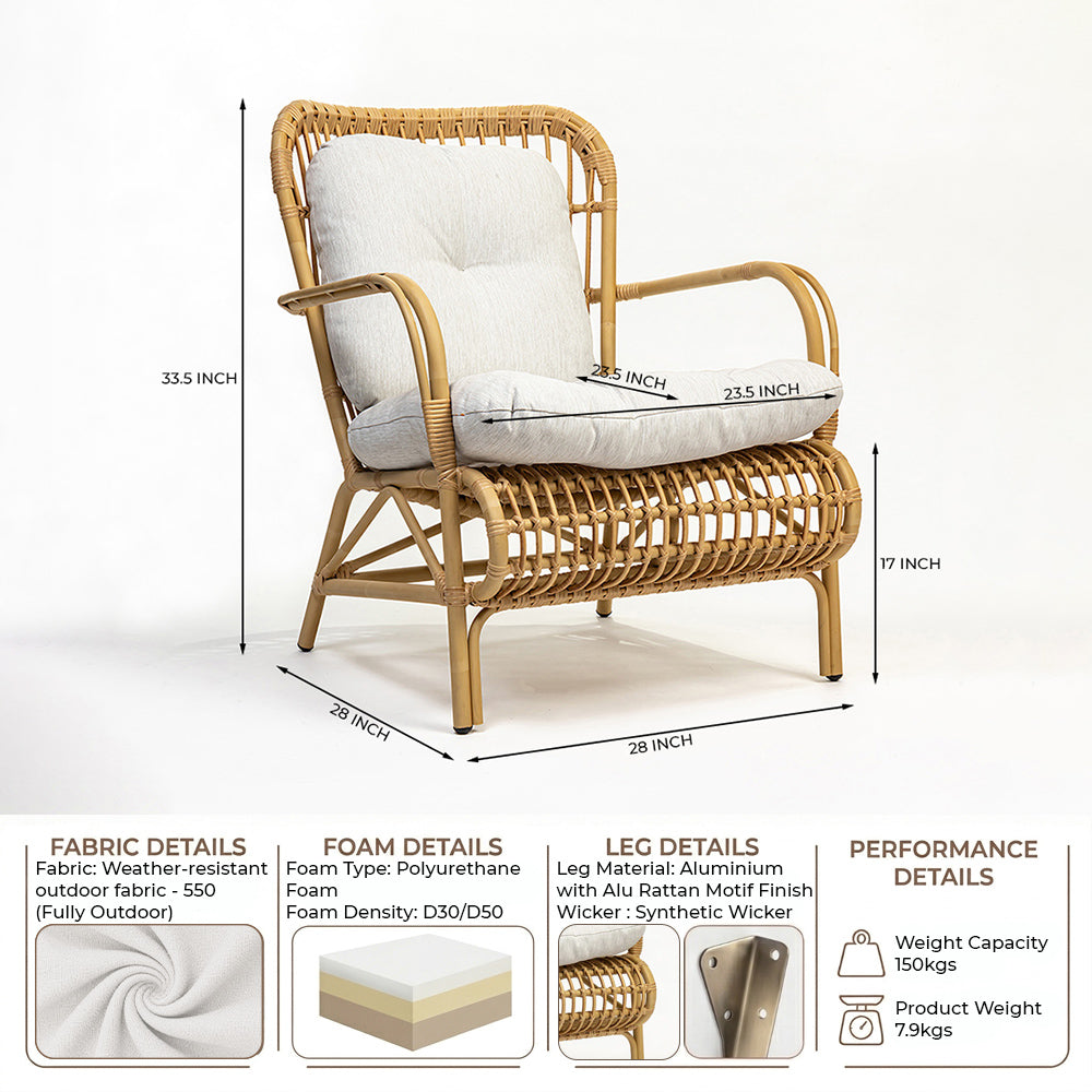Alu Rattan Wizards Choice Sofa Chair with Synthetic Wicker