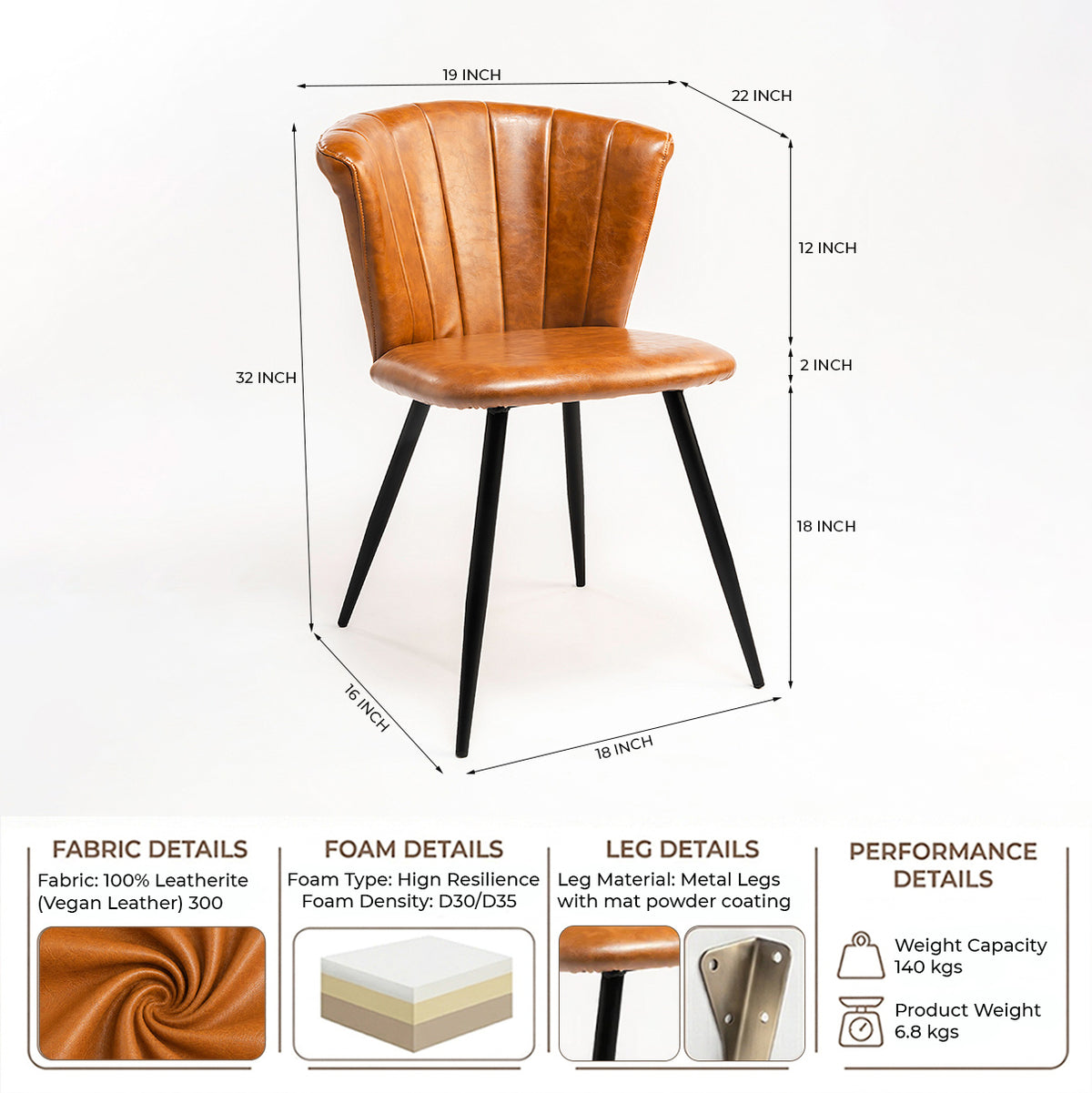 Rustic Flame PU Leather Dining Chair