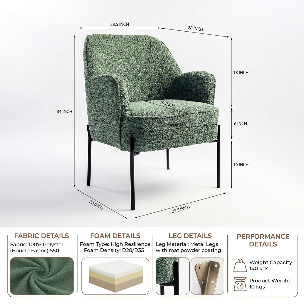 Ironveil Modern Armchair - Dark Green