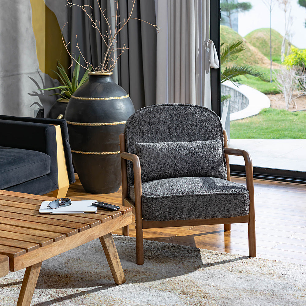 Dew Nostalgia Wooden Armchair - Grey