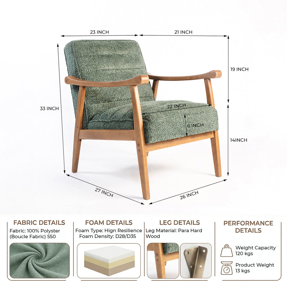 Tulsa Petal Wooden Armchair - Dark Green