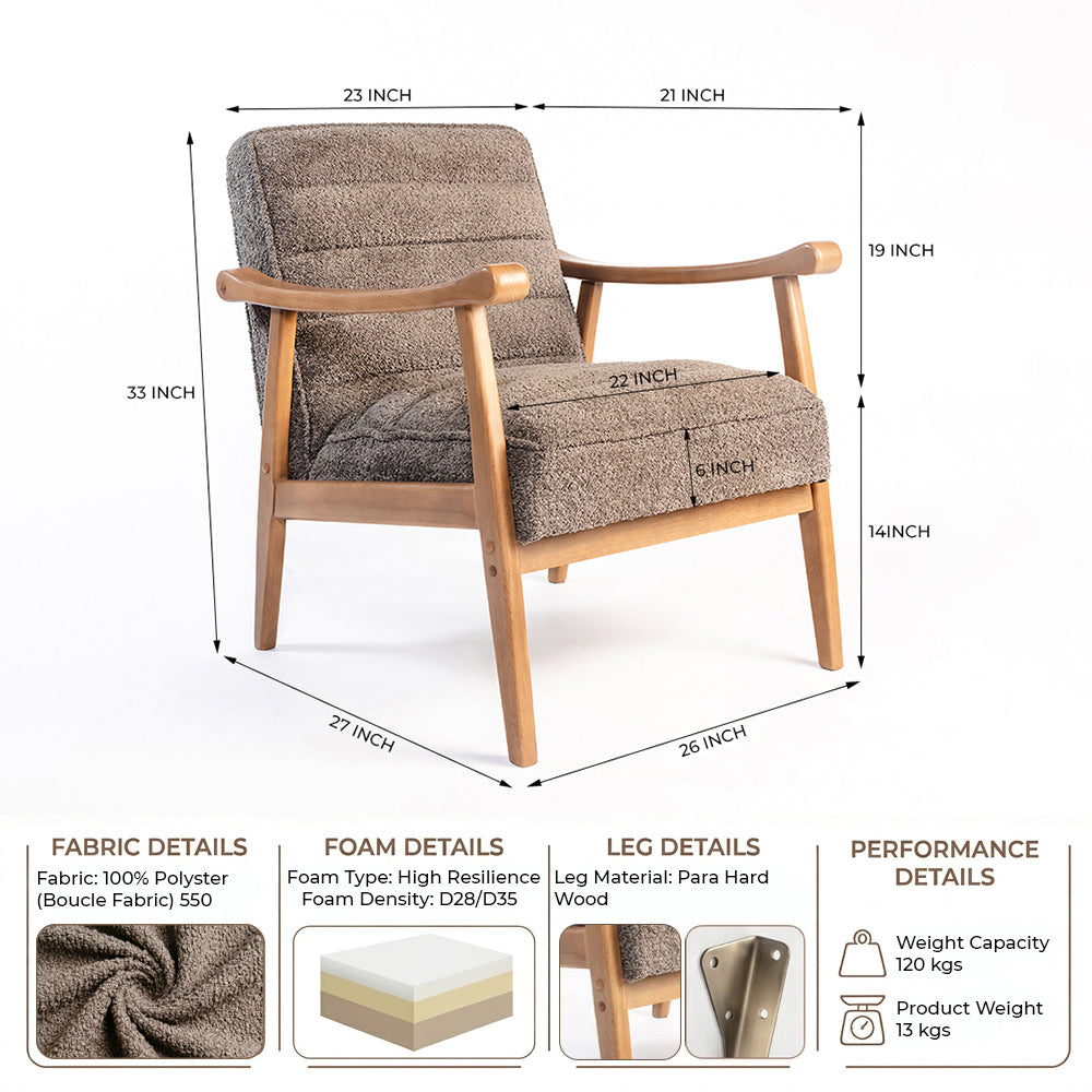 Tulsa Petal Wooden Armchair - Grey