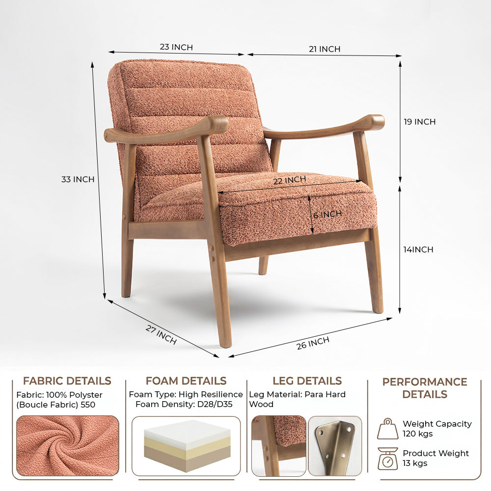 Tulsa Petal Wooden Armchair - Dusty Rose Brown