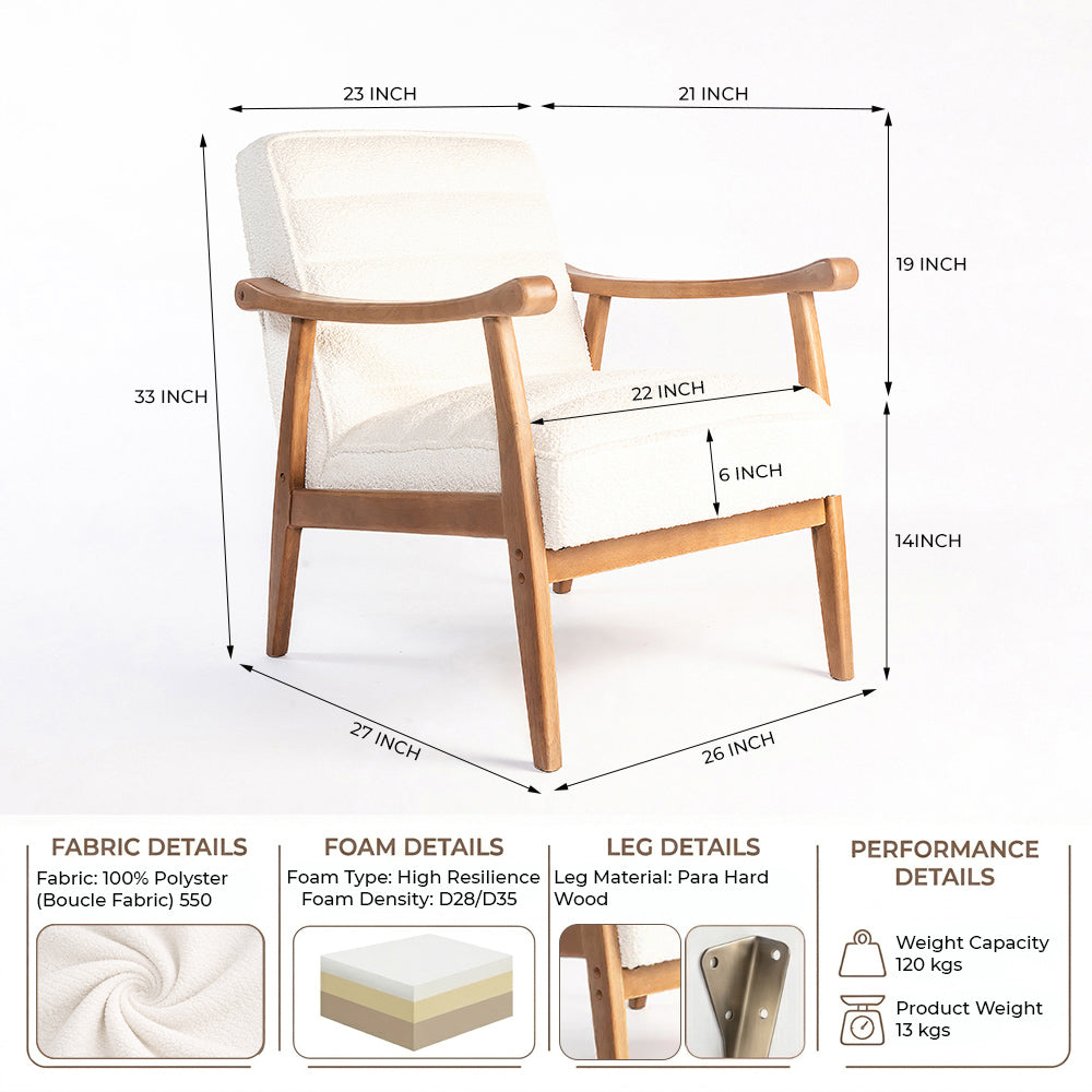Tulsa Petal Wooden Armchair - White
