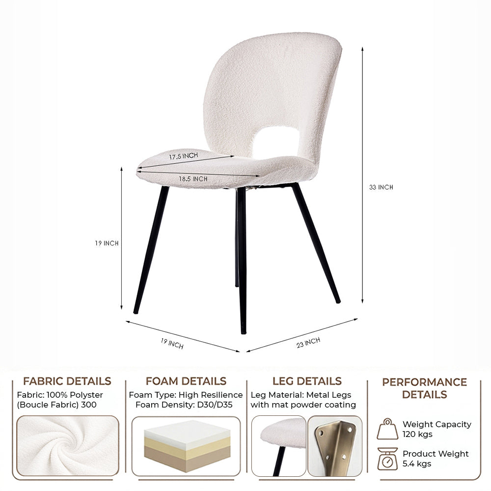 Ivoces Boucle Dining Chair - White
