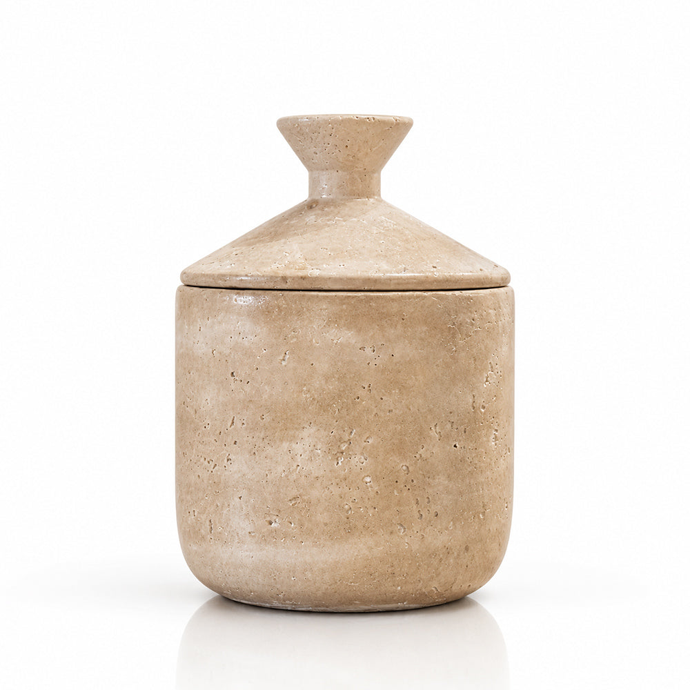 Crystal Charm Off White Cement Table Vase - Set of 2