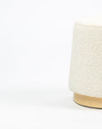 Bennie Joy Boucle Plywood Pouf - White