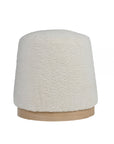 Bennie Joy Boucle Plywood Pouf - White