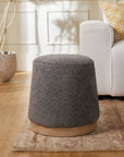 Bennie Joy Boucle Plywood Pouf - Grey