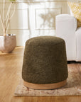 Bennie Joy Boucle Plywood Pouf - Green