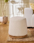 Bennie Joy Boucle Plywood Pouf - White