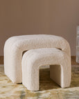 The Loo Boucle Pouf Bench - White
