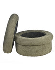 Mist Boucle Plywood Pouf - Green