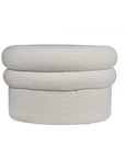 Mist Boucle Plywood Pouf - White