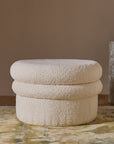 Mist Boucle Plywood Pouf - White