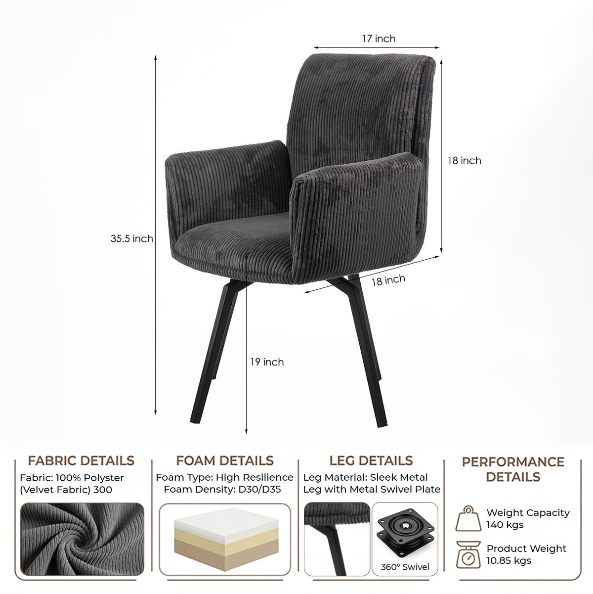 Ripple Ridge Radiance Dining Chair - Grey