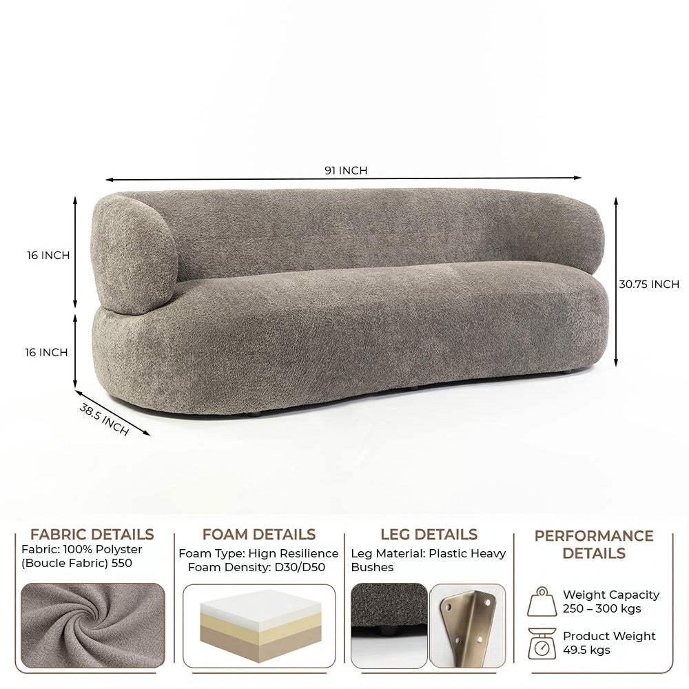 Cedar Crest Charm 3 Seater Sofa - Dark Grey