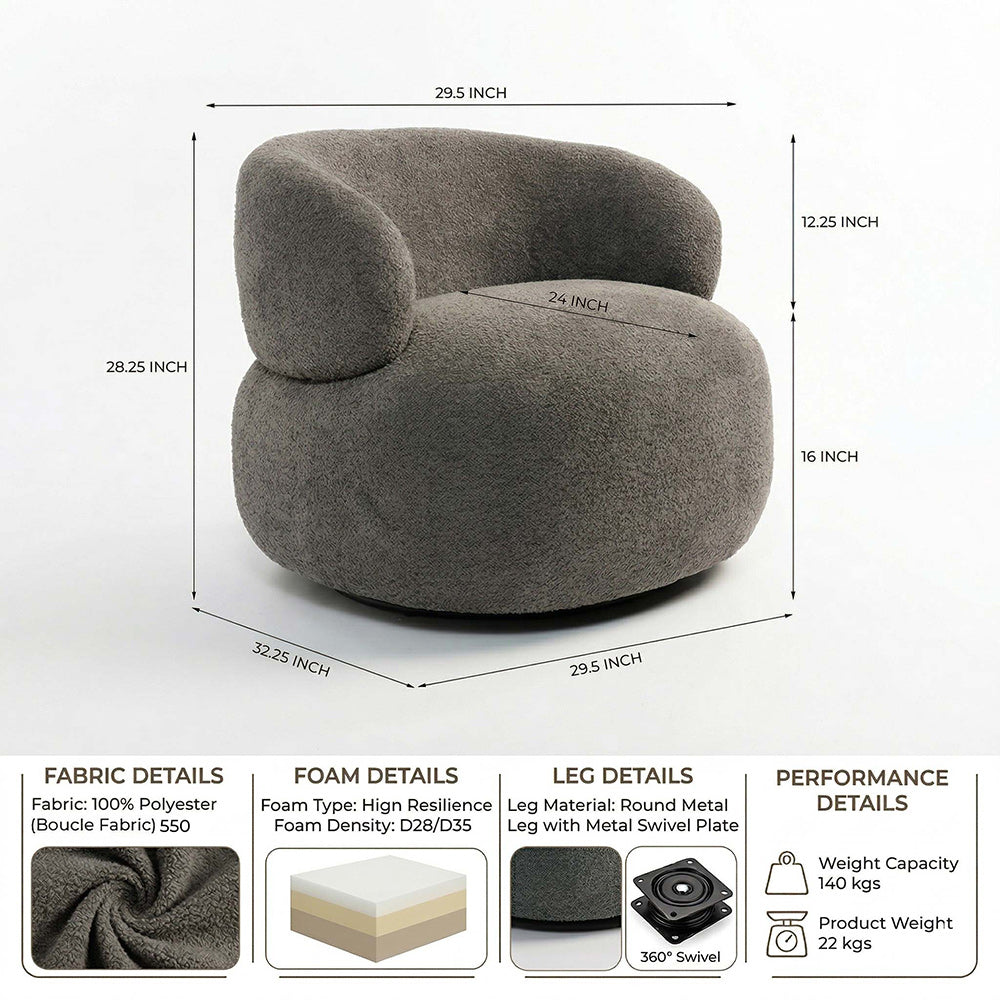 Marshmallow Dew Boucle Sofa - Dark Grey