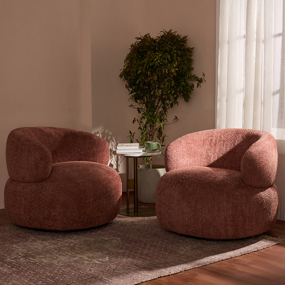 Marshmallow Dew Boucle Sofa - Rose Brown