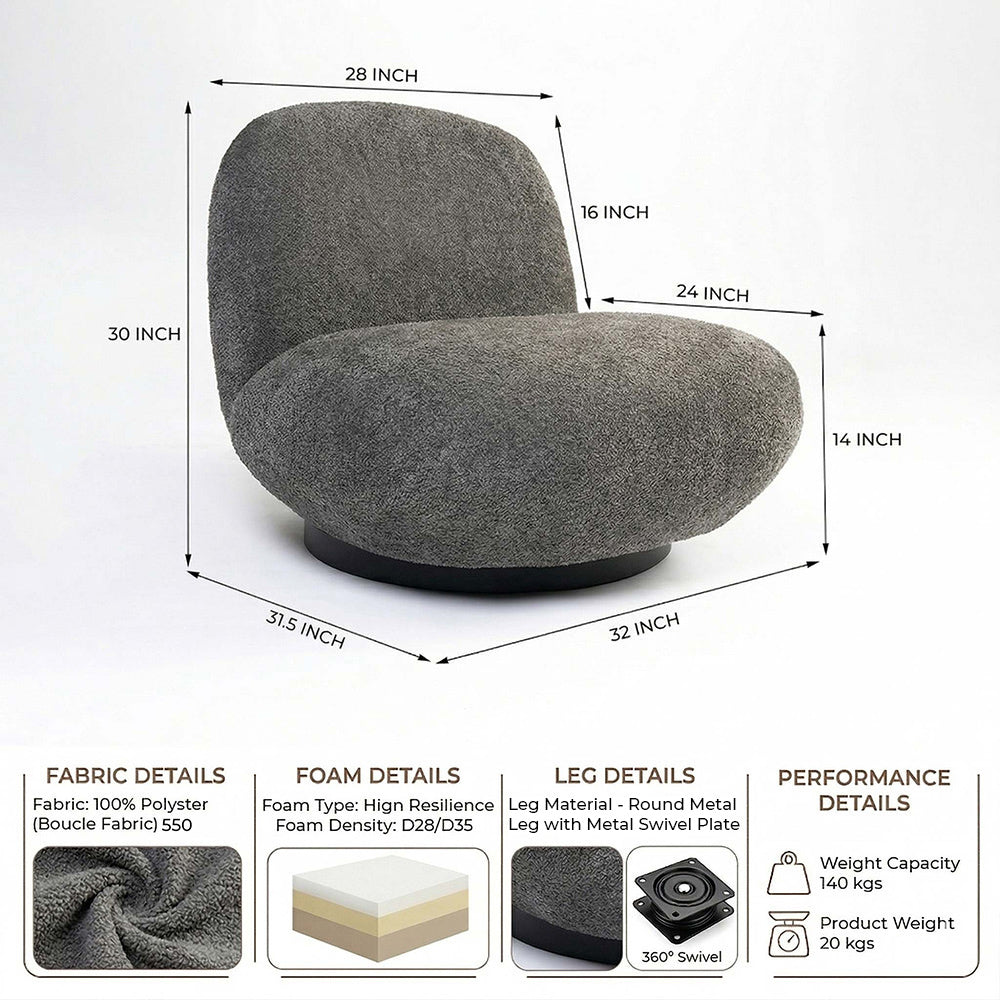 Eden End Swivel Sofa - Dark Grey