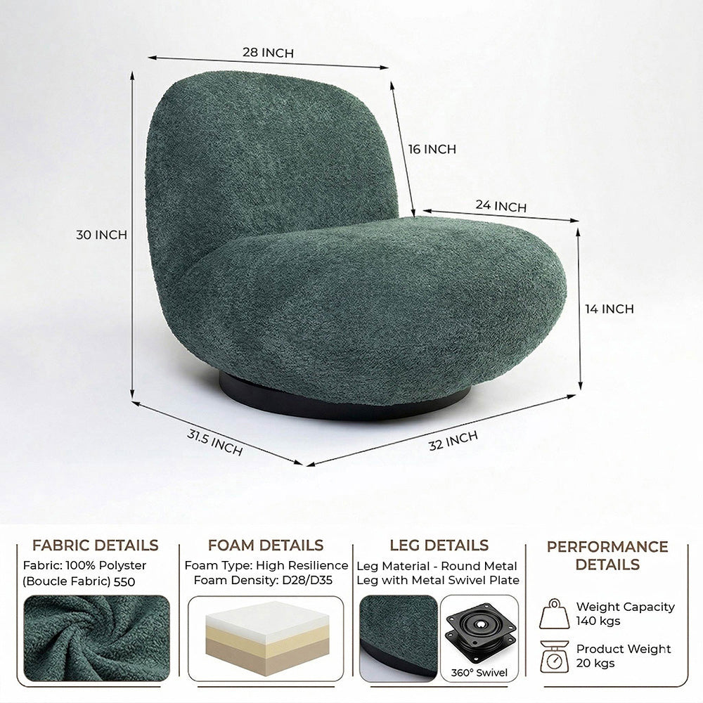 Eden End Swivel Sofa - Green