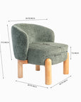 Velour Crest Chenille Wooden Armchair - Green