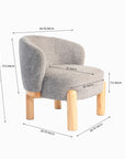 Velour Crest Chenille Wooden Armchair - Grey