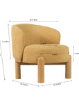 Velour Crest Chenille Wooden Armchair - Yellow