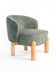 Velour Crest Chenille Wooden Armchair - Green