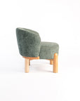 Velour Crest Chenille Wooden Armchair - Green