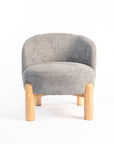 Velour Crest Chenille Wooden Armchair - Grey