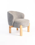 Velour Crest Chenille Wooden Armchair - Grey